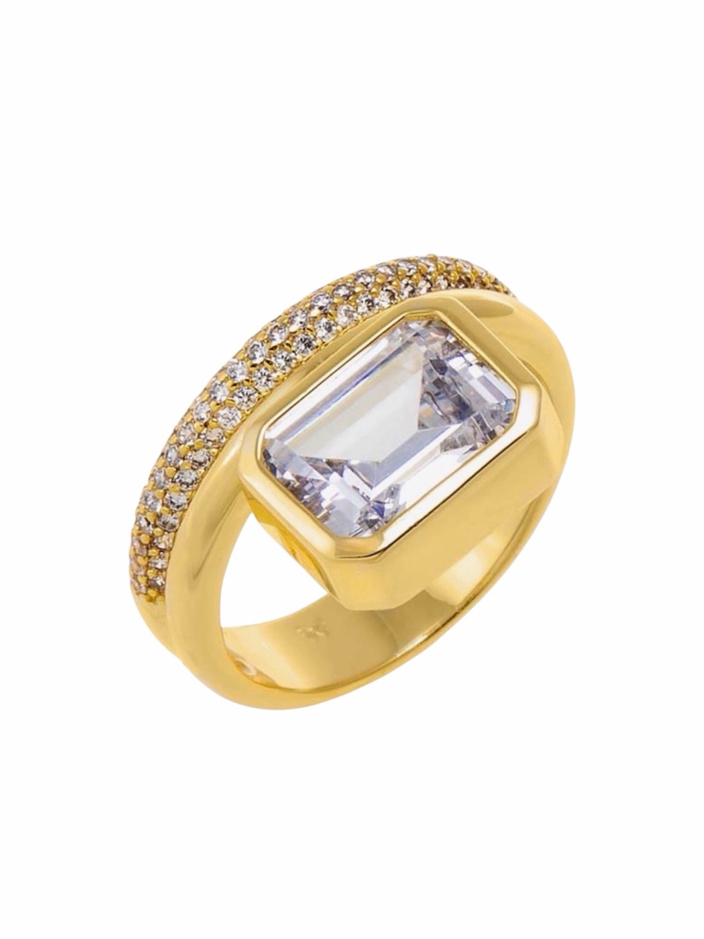 Adina Eden CZ Emerald Bezel Double Row Ring  NWT